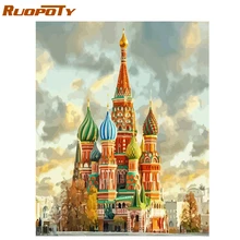 

RUOPOTY Frame Castle DIY Painting By Numbers Landscape Kit Handpainted Oil Painting Unique Gift For Home Decor 40x50cm Artwork