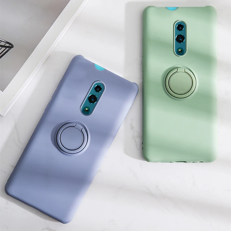 Luxury Soft Silicone Case For Oppo Reno 10x Zoom Metal Ring Holder Rubber Shockproof Armor Back Cover 10 x Reno10 On |