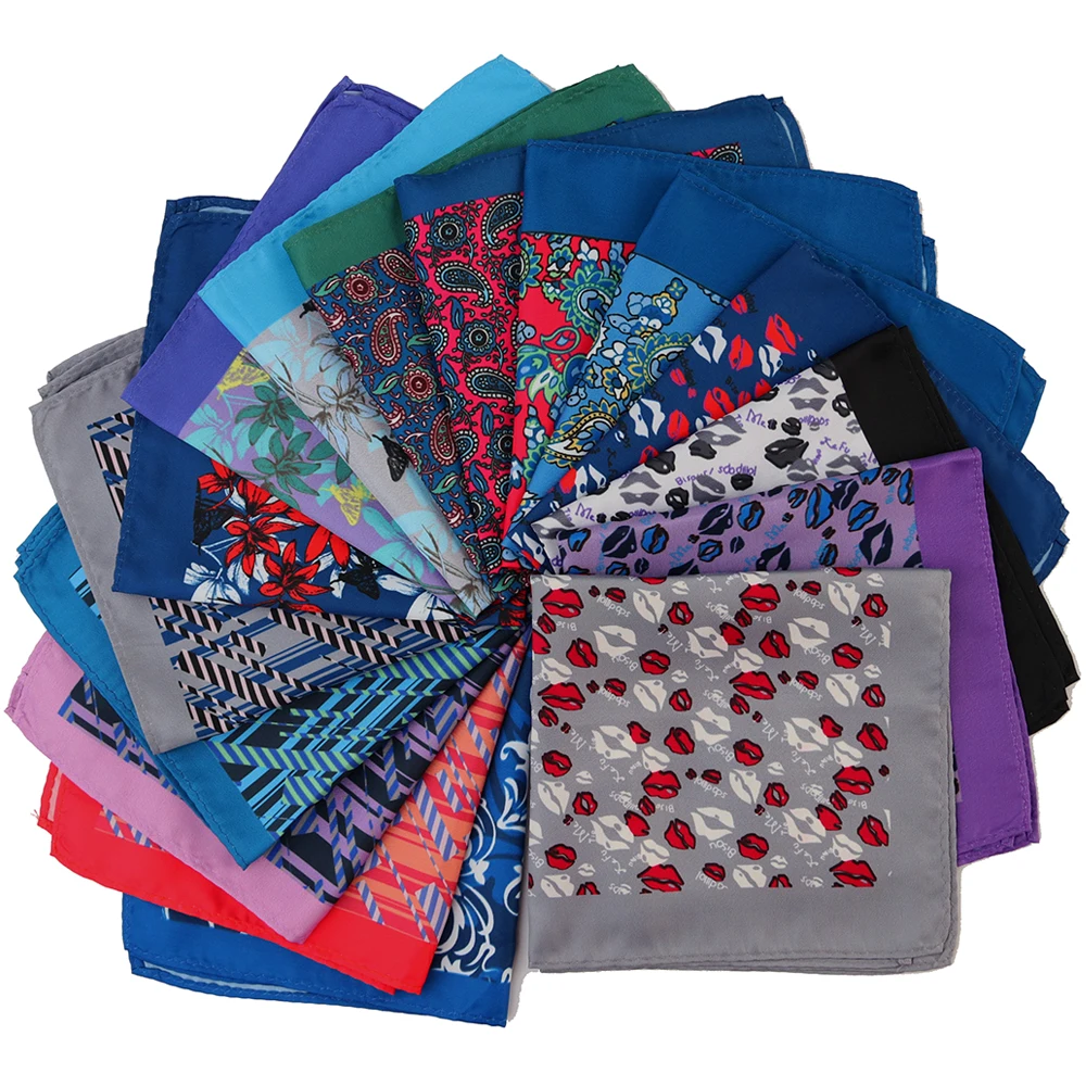 Tailor Smith Men Pocket Squares Printed Lips Floral Paisley Business Chest Towel Pocket Hanky Handkerchiefs Hankies Scarves