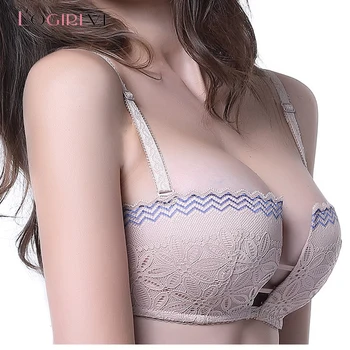 

LogirlveHalf 1/2Cup Little Bra Seamless Braush Push Up Wedding Dress bra memory soft Underwire sexy lace Floral Women underwear