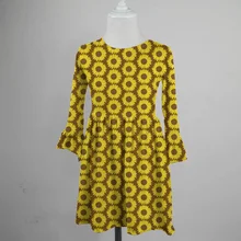 Новинка года; сезон весна-лето; горячая распродажа; изысканное желтое платье с цветочным рисунком и оборками для девочек; детская одежда из молочного шелка