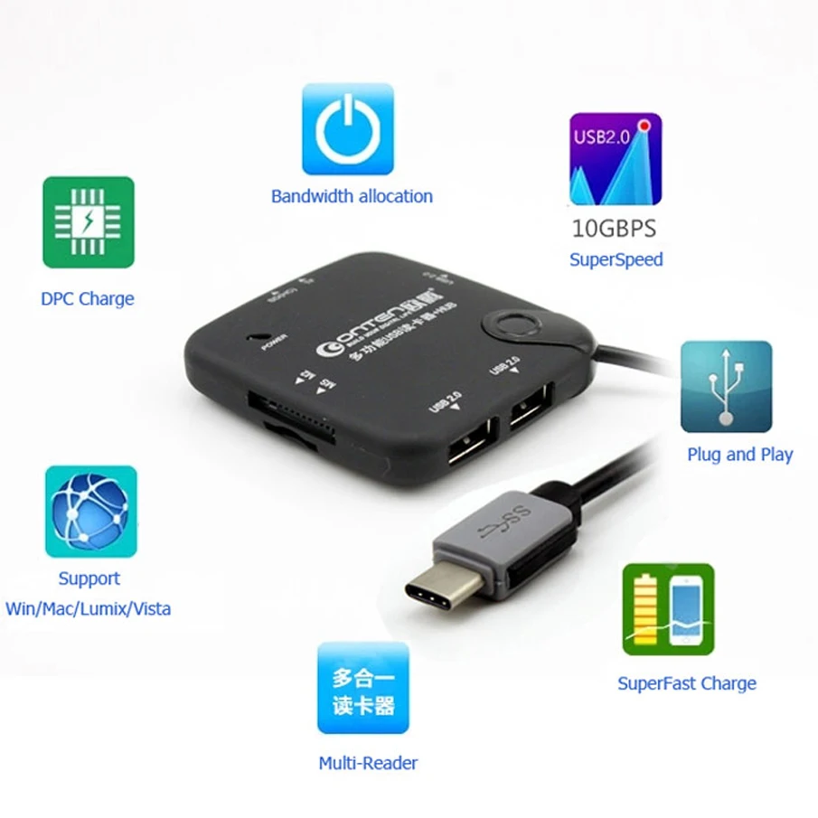 USB 3. 0 Type C с 3 портами|Адаптеры Type-C| |