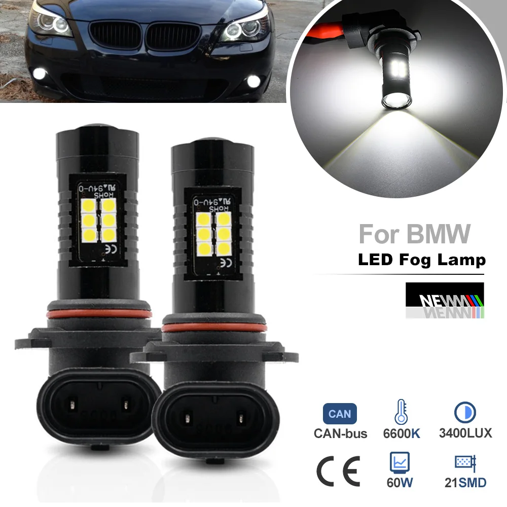 Светодиодная противотуманная фара Canbus для BMW 3Series E46 Convertible Coupe E90 E91 5Series E39 E60 E61 HB4 9006