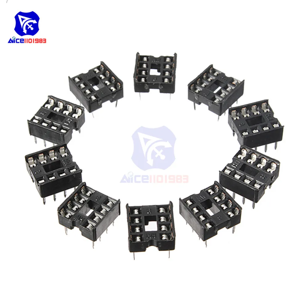 Diymore 10 шт./лот 8pin DIP IC розетки адаптера паяного типа 8 Pin 2 54 мм | Электронные