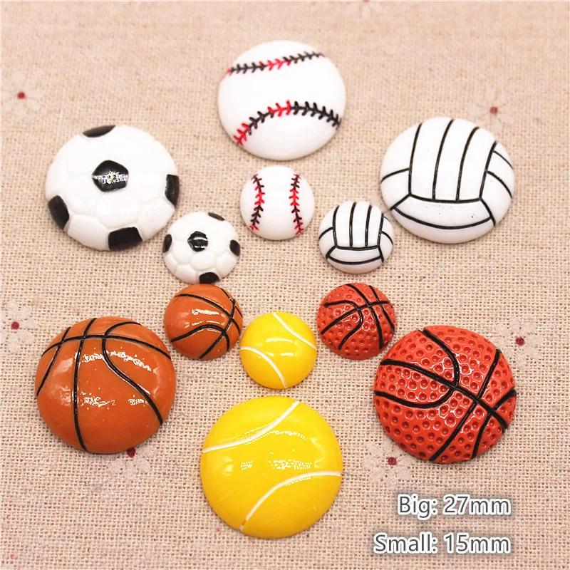 10pcs-20pcs Cute Resin Football/Basketball/Volleyball/Softball Flat back Cabochons DIY Home Decoration Craft Scrapbook