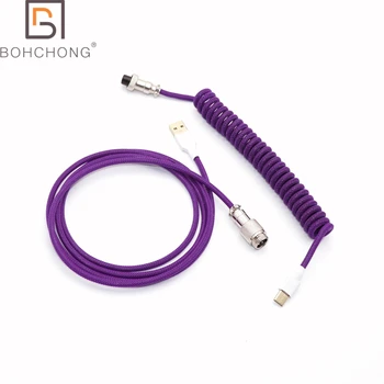 

Single Sleeved Coiled Type C Cable Mini Micro USB Coil Cable for Mechanical Keyboard Spiral Cable With Colorful GX12 Aviator