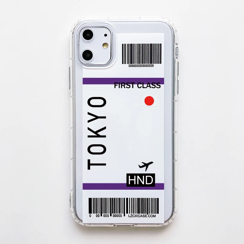 Hot New York Seoul Tokyo INS First Class Ticket Phone Case For Samsung S9 S8 Note 10 9 Plus cover Luxury 3D clear Flight Ticket - Цвет: TOKYO