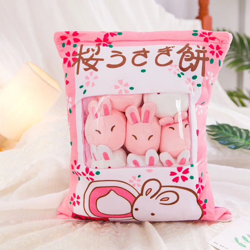 Плюшевые подушки игрушки 8 мини-животных куклы Кролик собаки кошки свиньи плюшевые подушки детские рождественские подарки - Цвет: XMJ-0142-pink