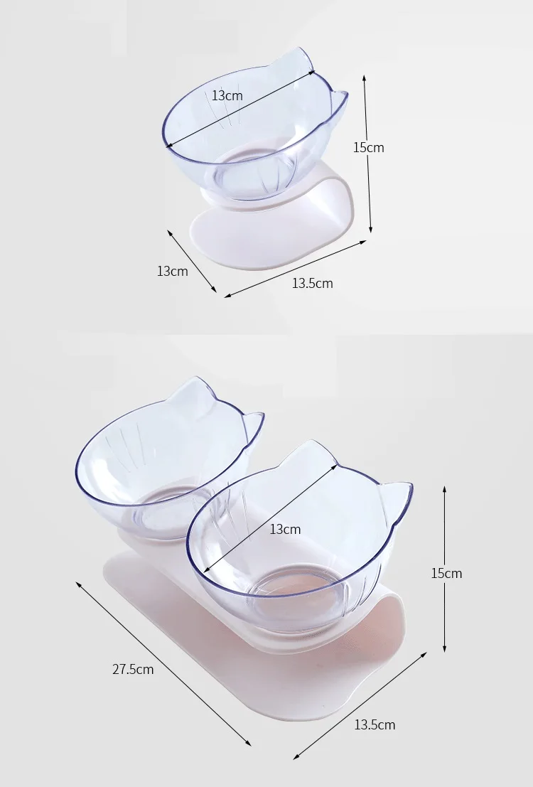 Миска для кошек, двойная миска, держатель для домашних животных, Нескользящие прозрачные миски для кошек, миски для домашних животных, миски для домашних животных и маленькие товары для животных, собак