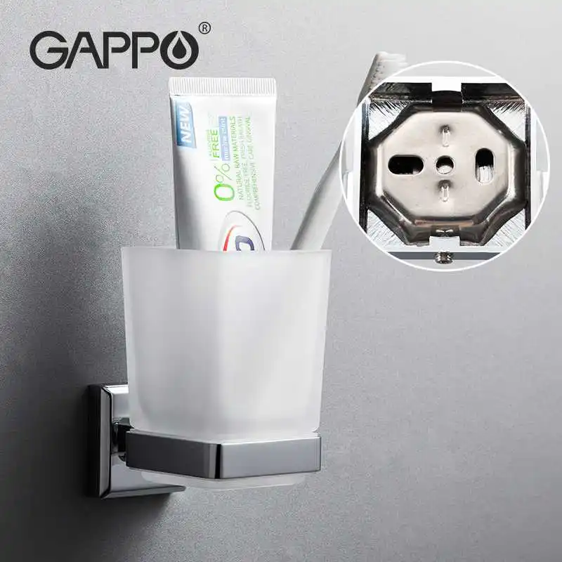 GAPPO Wall-mount Cup Tumbler Holders Double Toothbrush Tooth cup holder cups Bathroom Accessories bath hardware set G3806/G3808