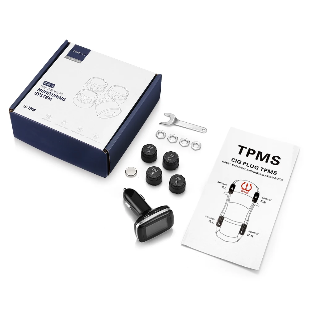 Zeepin C100 TPMS USB прикуриватель с ЖК экраном система контроля давления в шинах 4