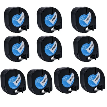 

10Pcs Label Tapes Label Maker for Dymo 91201 Black on White 4M X 12Mm Label Printer for Dymo Label Maker