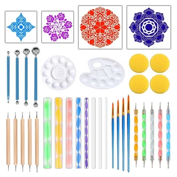 

36Pcs Handwork Clay Painting Tools Portable Art Pottery Embossing Stylus Mandala Multifunction DIY Dotting Tool Set
