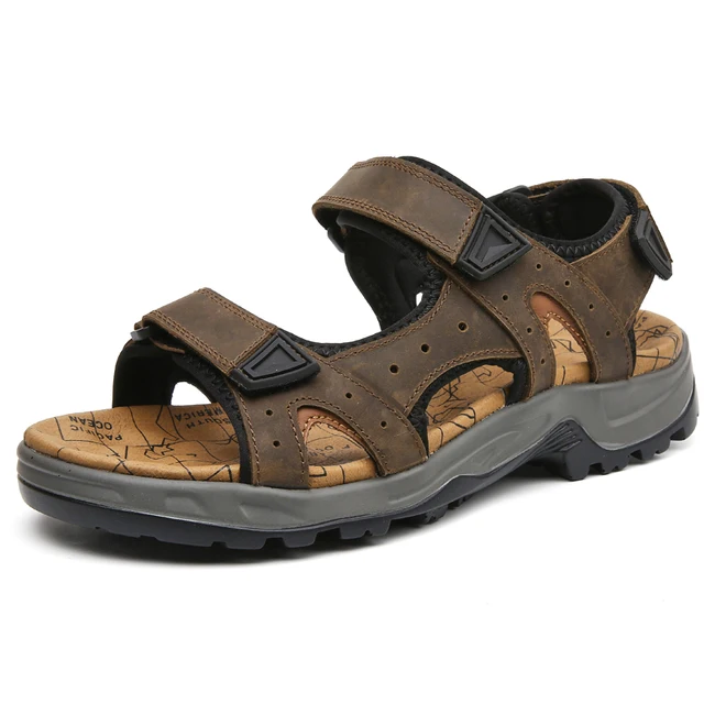 Brand Men's Sandals Summer Genuine Leather Sandals Outdoor Men Beach Shoes  Rome Sandals Comfortable Plus Size Men Casual Shoes - Men's Sandals -  AliExpress