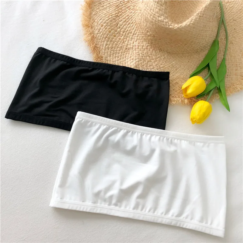 [Ship in 24 Hours] Women Crop Top Black White Summer Tube Top Short Tank Tops Ladies Corset Top Polyester & Cotton camisole women's