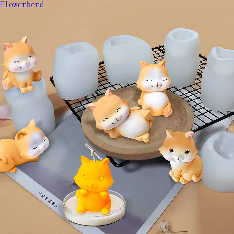 Cat Silicone Mold Cute Pet Mousse Cake Food Grade Silicone Mold Resin Mold DIY Aroma Candle Mold Ice Cream Mold Soap Mold image_0