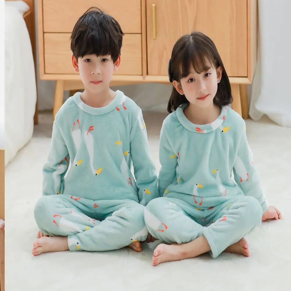 

Pijama Infanti Animal Cartoon Winter Children Pajamas Kids Sleepwear Baby Girls Boys Pyjamas Sets Flannel Long-sleeves Nightwear