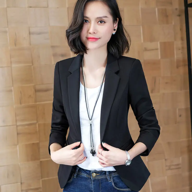 Fashion New Spring Autumn Blazers And Jackets Women Long Sleeve One Button Female Blazer Solid Coat Outerwear