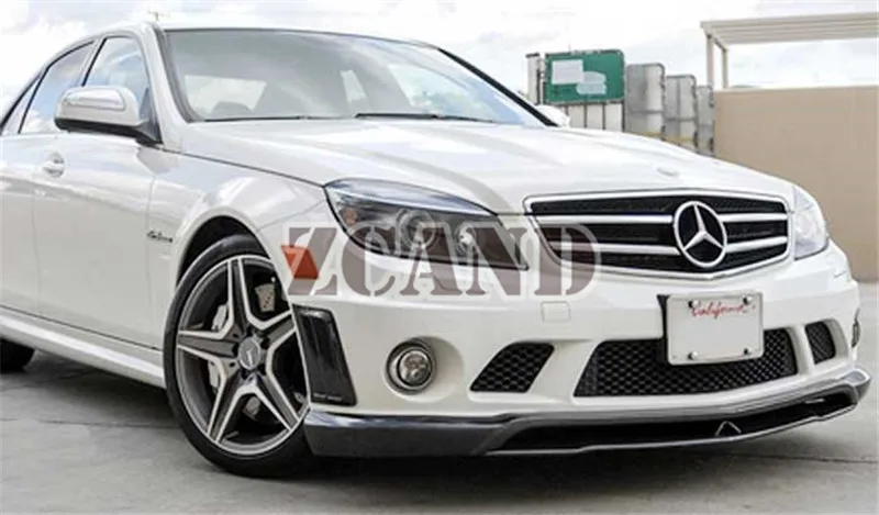 C style 3 шт. настоящий передний спойлер из углеродного волокна для MERCEDES BENZ W204 C63 AMG Sport передний бампер 2008-2012