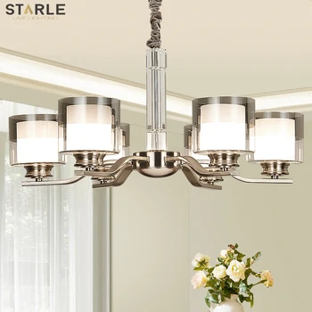 

Modern Nickel Metal Led Chandeliers Lighting Living Room Crystal Led Pendant Chandelier Lamp Dining Room Hanging Lights Fixtures