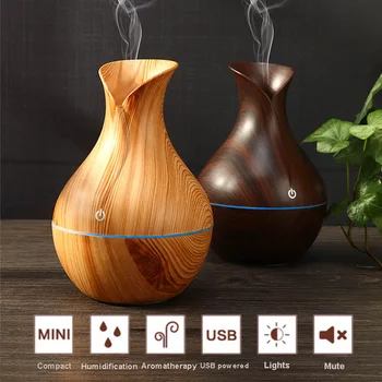 

Essential Oil Diffuser Aroma Air Humidifiera USB Wood Grain Mist Maker 7Colors changing LED Night Light for Home Incense Burners