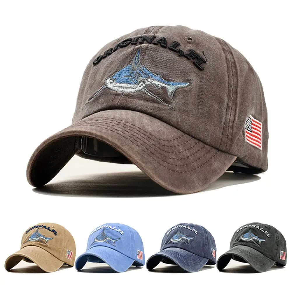 

HobbyLane Outdoor Sports Hat Unisex Embroidery Lettering Shark Pattern Baseball Cap Fashion Cowboy Sun Shadow Hat Sportswear