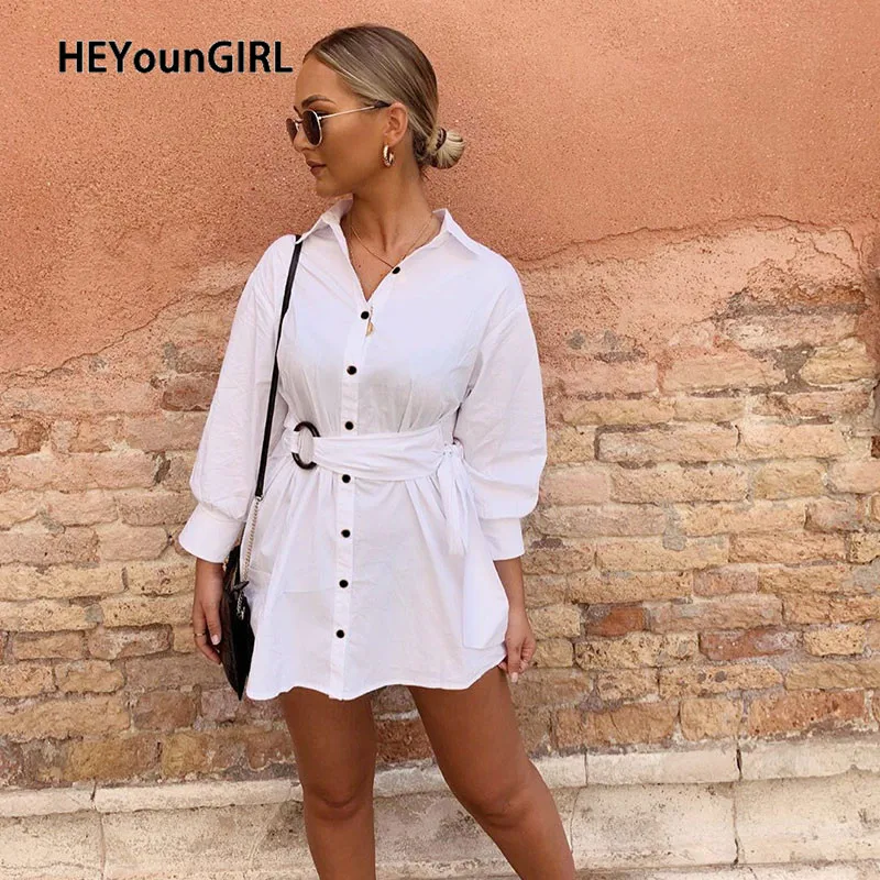 HEYounGIRL винтажное элегантное платье-футболка, повседневное плиссированное платье с длинным рукавом, женские корейские мини-платья с поясом, женские офисные осенние платья