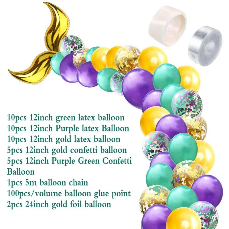 42 шт. набор воздушных шаров русалки, воздушный шар с хвостом русалки, вечерние украшения для девочек, товары для дня рождения, Свадебный декор - Цвет: Gold