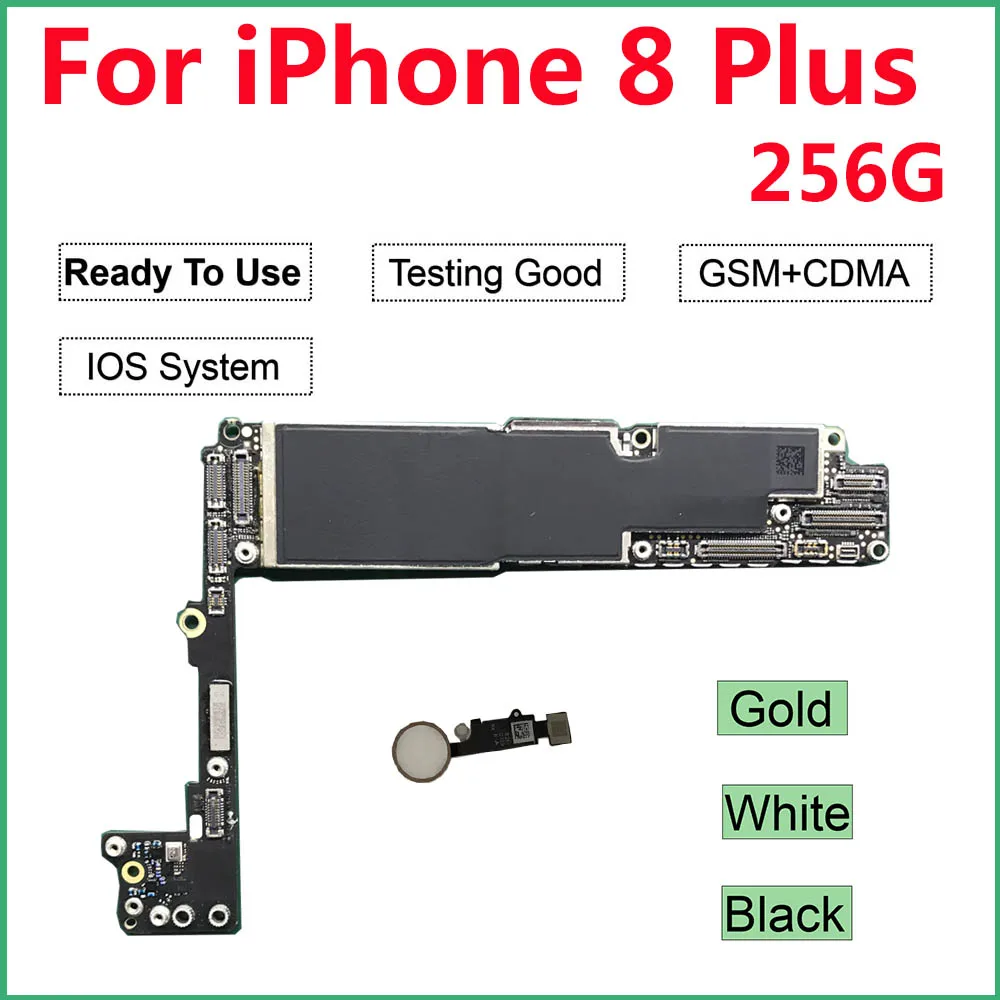 

For iPhone 8 Plus Motherboard With Touch iD Home Button,100% Original Unlocked Free iCloud Logic boards 64GB 256GB