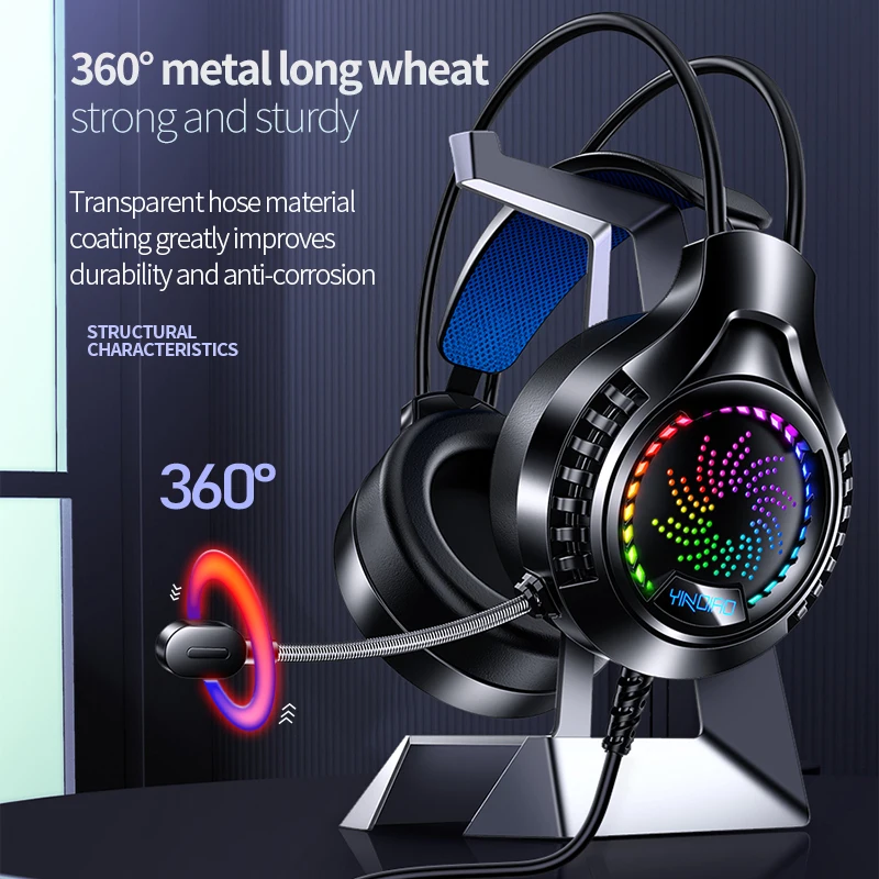 Rgb Gaming Headconjunto com Microfone 7.1 Surround hd Som Estéreo Duplo 3.5 mm Usb Wired Fone de Ouvido para Ps5 Computador Portátil Telefone - Image 2