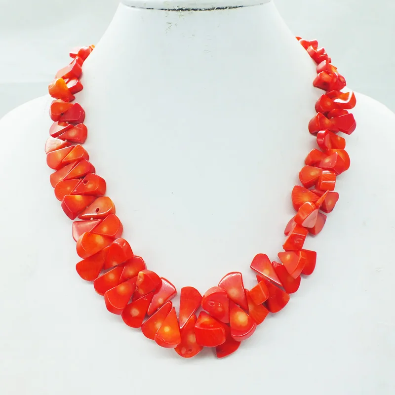 Модное ювелирное изделие, натуральное оранжевое коралловое ожерелье 19"