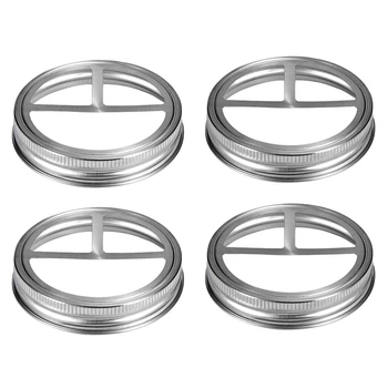 

4 Pcs Mason Jar Toothbrush Holder Lid - Rust-Proof Stainless Steel Farmhouse Bathroom Countertop Decor - for Wide Mouth Ball Mas