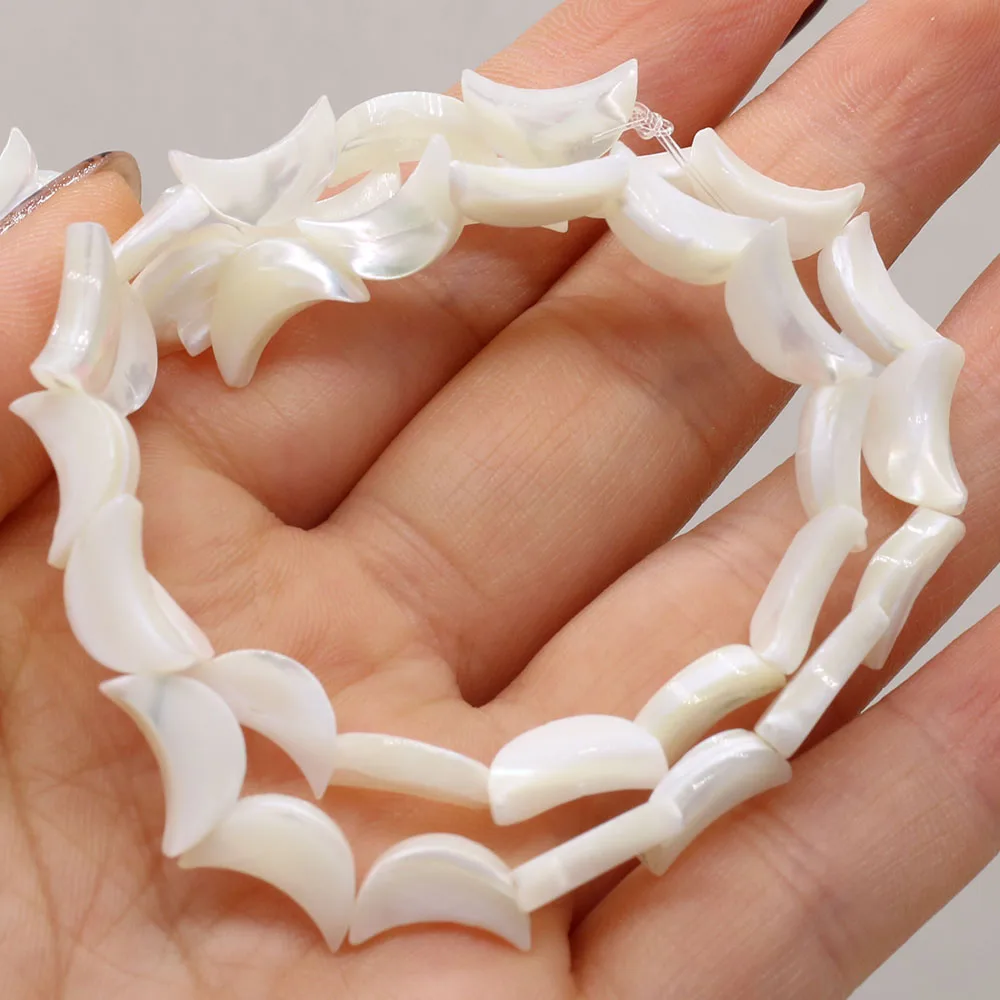 3 String Wholesale Natural Freshwater Shells Moon-shape Beads For Jewelry Making DIY Bracelets Gift Mother-of-Pearl Shell