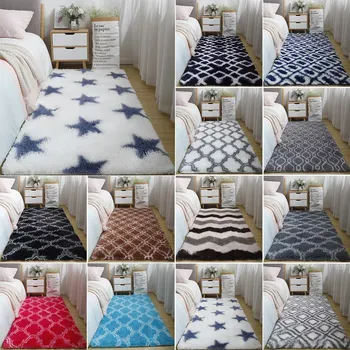 

13 Sizes Fluffy Bedroom Rectangle Carpet Super Soft Blanket Anti-slip Area Rugs For Living Room Doorway Home Decorative Mat