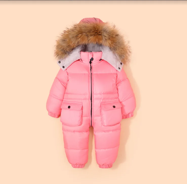 Pink Комбинезоны для мальчиков с оржангом для детей от 1 до 4 лет зимние - Цвет: Pink