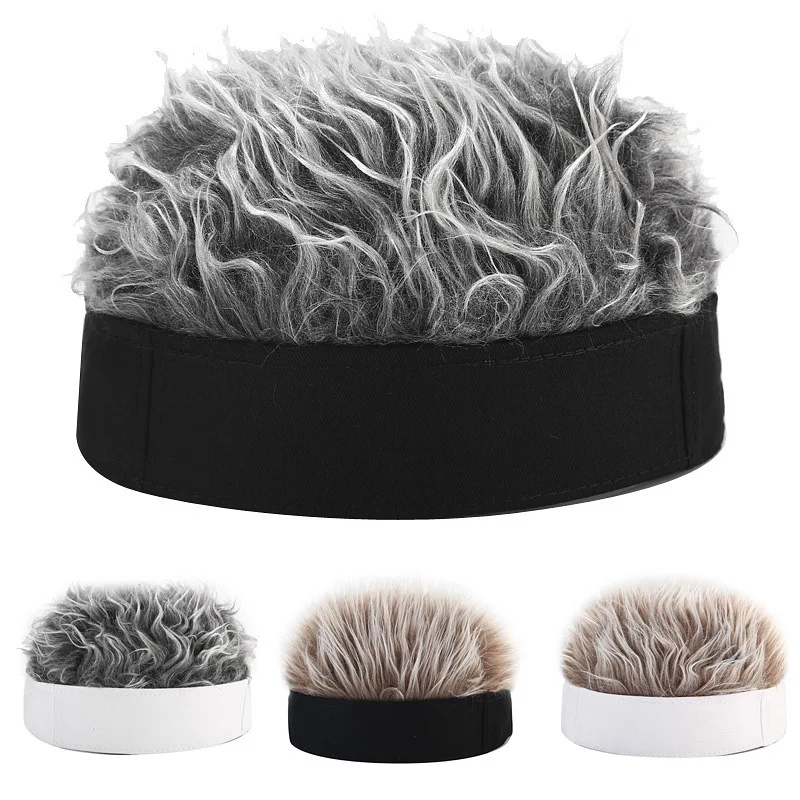 

Vintage Unisex Short Wig Hat Autumn and winter Men Women Hip Hop Beanie Hat Retro Street Funny rogue master hat Adjustable