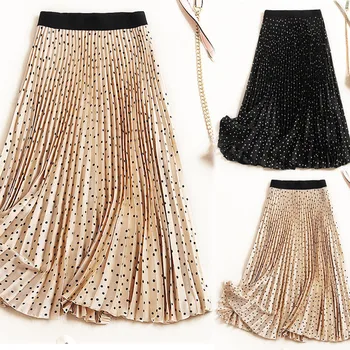 

Women Long Skirts Elastic Waist Pleated Maxi Skirt Beach Boho Vintage Summer High Waisted Princess Skirts Travel Ropa Mujer