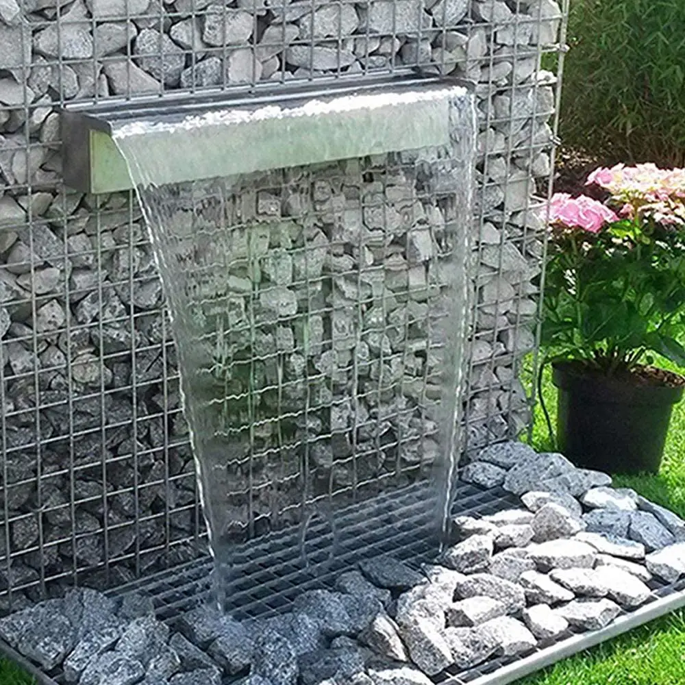 stainless steel swimming pool waterfall spillway with led strip for wall garden outdoor waterfall fountain
