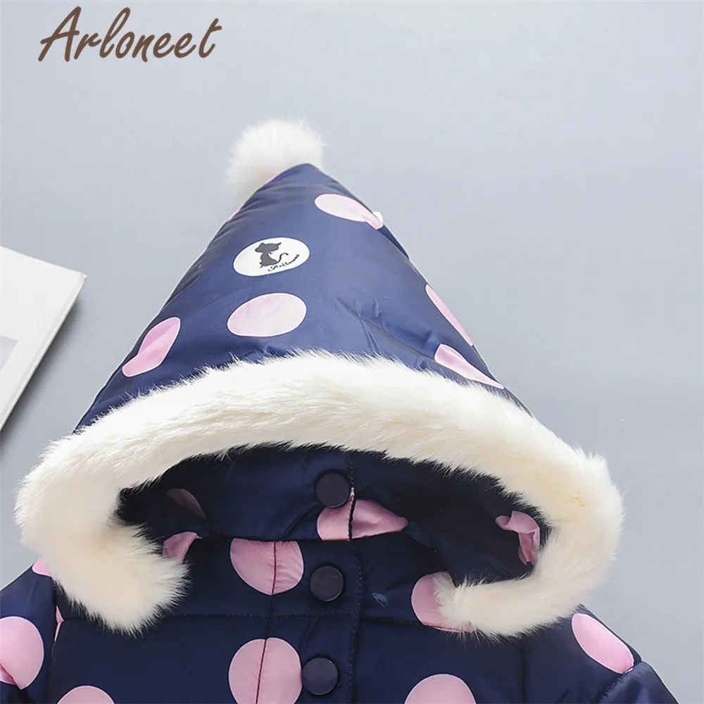 ARLONEET пальто с героями мультфильмов; зимнее плотное пальто для новорожденных девочек; Верхняя одежда с капюшоном и принтом кота; коллекция года; пальто для малышей; ветрозащитная верхняя одежда для девочек