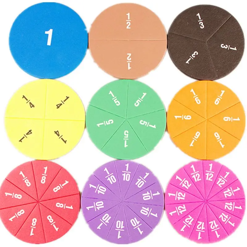 51pcs Round Fraction Early Educational Math Toys Kids Learning