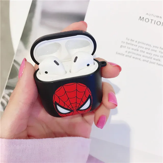 Для Apple AirPods Bluetooth беспроводные наушники герой Marvel Железный человек Человек-паук чехол для Air Pods 1 2 крышки зарядных ящики