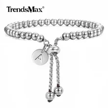 Trendsmax регулируемые бисерные браслеты из нержавеющей стали очаровательный браслет с буквой для мужчин и женщин ювелирные изделия подарок DB249