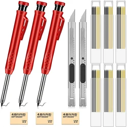 Ensemble de 44 crayons de menuisier, avec 36 recharges, 2 affûteurs de couteaux utilitaires, pour les artisans du bois 