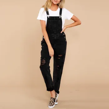 

Women High Waist Jeans Casual Denim Bib Pants Hole Overalls Boyfriend Jeans For Women Straps Plus Size Trousers Rompers