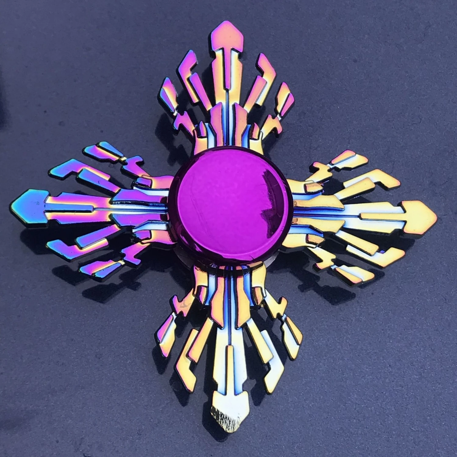 Placage coloré Fidget Spinner métal main doigt fileurs roue flamme forme adulte enfants anxiété soulagement du Stress Relax Spiner jouets