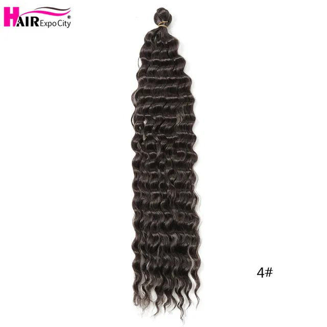 22-28 Inch Deep Wave Twist Crochet Hair Natural Synthetic Braid Hair Afro Curls Ombre Braiding Hair Extensions Hair Expo City #4