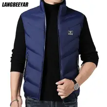 

Warm Padded Thick New Brand Casual Fashion Sleeveless Vest Jacket Autumn Winter Classic Waistcoat Coat Korean Mens Clothes 2021