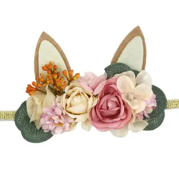 

10PCS Hairbands for baby girl headbands Faux Satin Flower Bunny Ear Floral Headwear Photography Props Baby Girl Hair Accessories