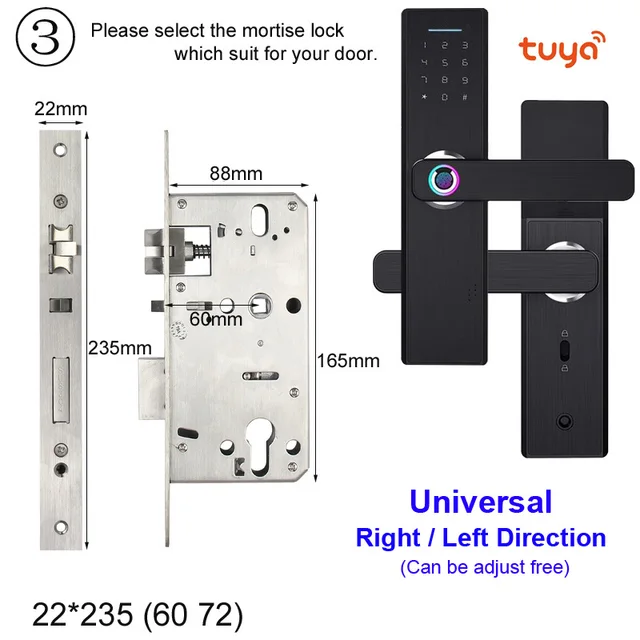 RAYKUBE Wifi Electronic Door Lock With Tuya APP Remotely / Biometric Fingerprint / Smart Card / Password / Key Unlock FG5 Plus 22x235 6072