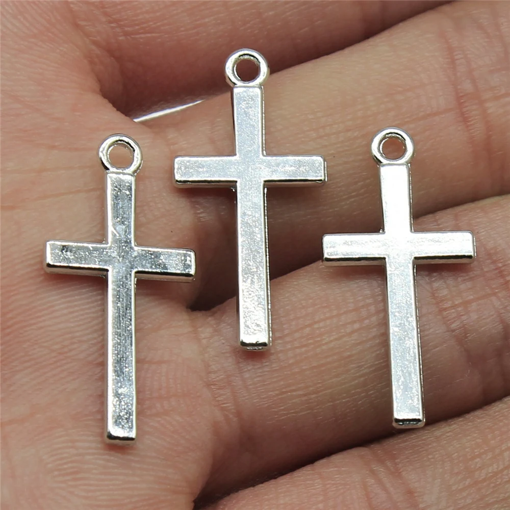 WYSIWYG 10 шт Rhodium & KC Золотой Тон 13x22 мм Крест Подвески Подвеска для изготовления